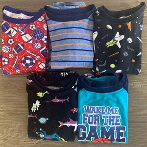 5 Sets of Colorful Boys Graphic Pajamas and a Batman T-shirt